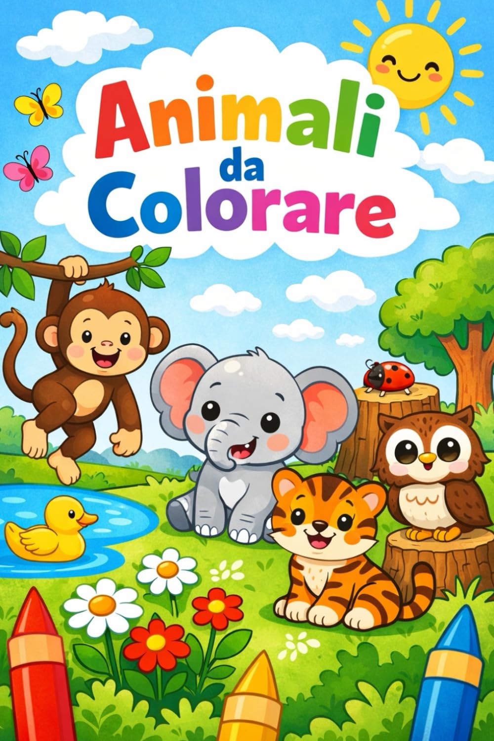 Animali da colorare - libro per bambini da colorare: Impara i nomi degli animali mentre colori