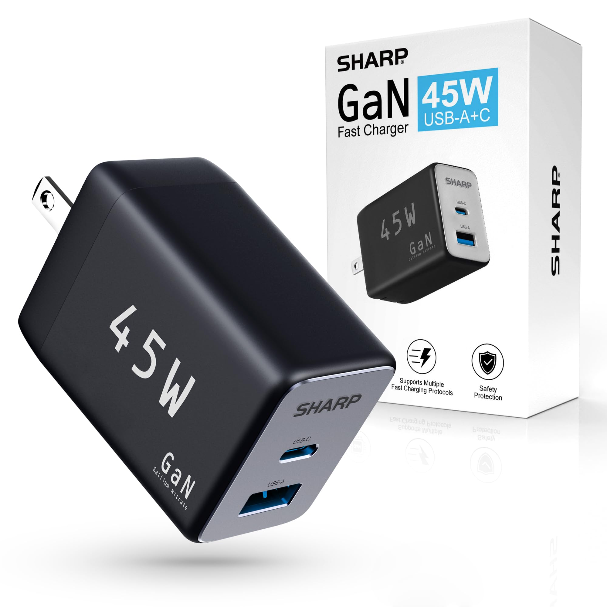 Amazon.com: Sharp USB C Charger, 45W, 2 Port (USB A+C) Compact