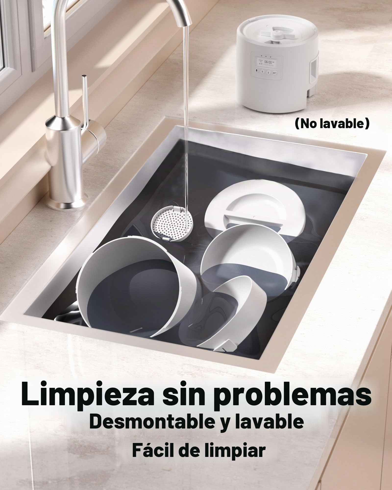 Miaosical Comedero automático para Gatos con Doble tazón para 2 Gatos, Gatitos y Perros pequeños (Blanco, 4,2 l, básico, 2 Cuencos)