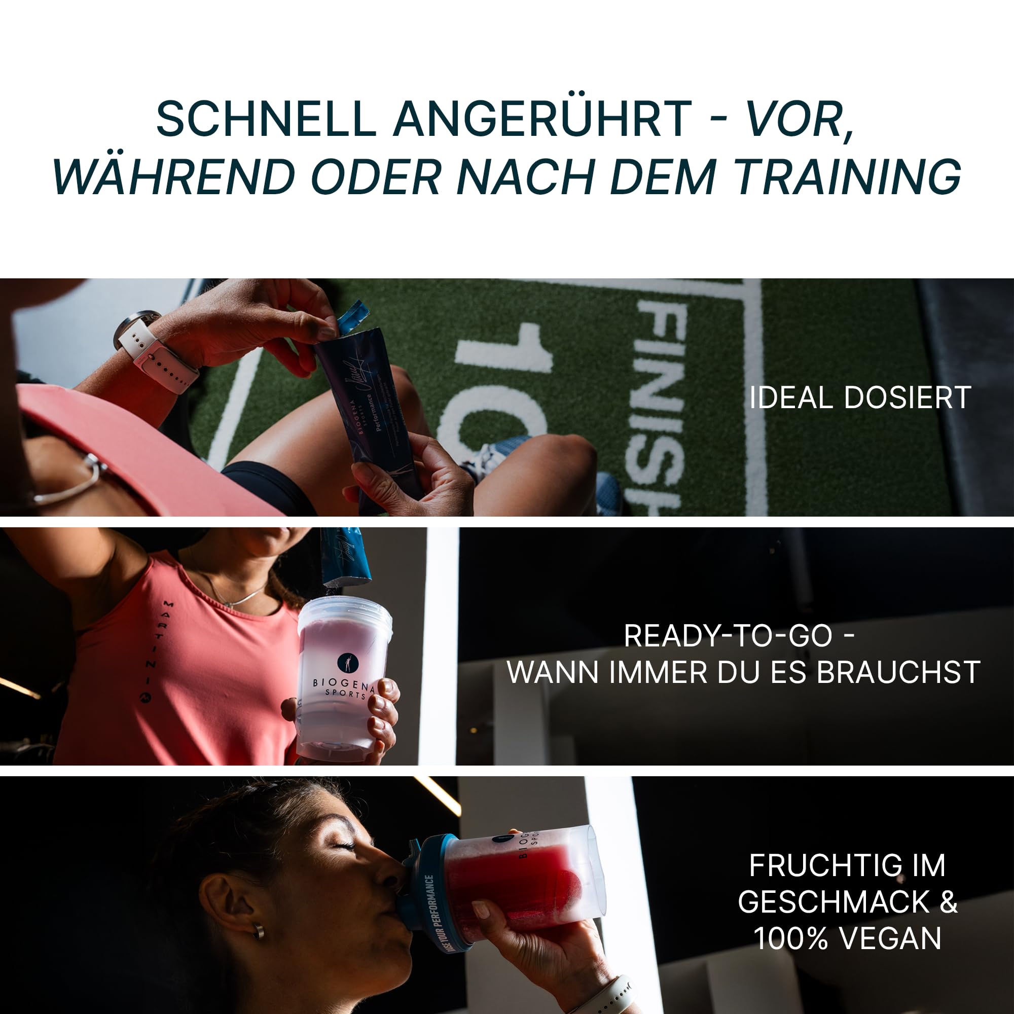 BIOGENA SPORTS – Performance Nahrungsergänzungsmittel – Komplex mit Kreatin, PEAK ATP®, Ashwagandha & L-Carnitin 30 Sachets – Sorgfältig abgestimmte Mikronährstoffe für sportlich aktive Athlet:innen