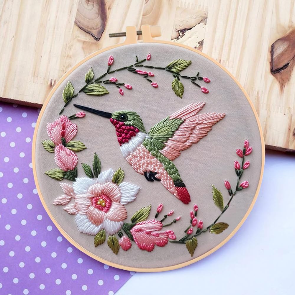 Huacan Embroidery Kits for Beginners DIY Embroidery Starter Kit with Instruction (Flower), color - Image 3