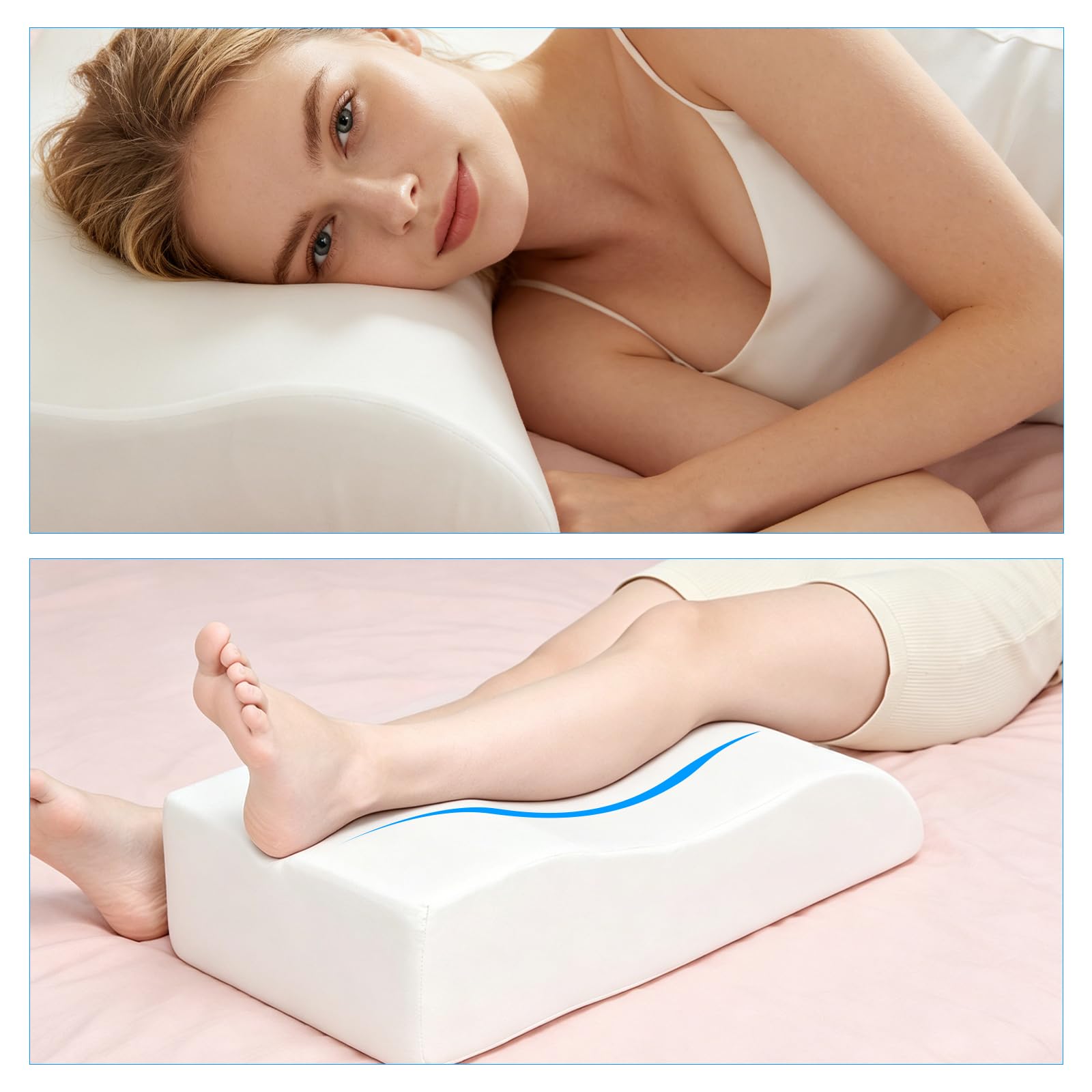 Cojín para piernas, cojines para elevación de las piernas para después de la cirugía con soporte ergonómico y revestimiento extraíble – Ideal para reposamuñecas, recuperación