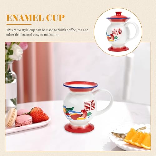Miniatura 7 de Expresso - Taza de café de cerámica estilo antiguo, taza de cerámica de estilo chino con tapa, taza de agua con forma de olla de cámara, taza con