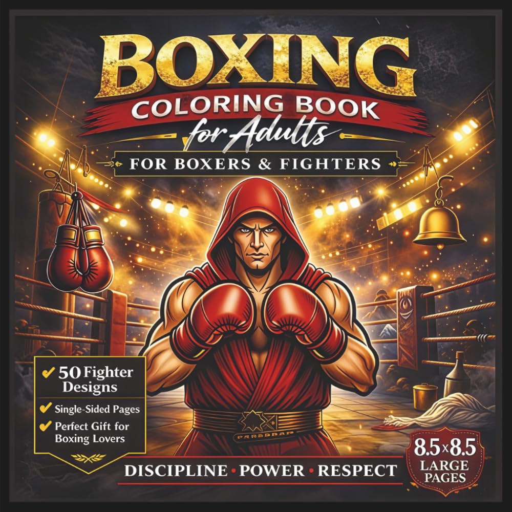Boxing Coloring Book for Adults: 50 Powerful Fighter Designs Inspired by Training, Ring Fights and Combat Sports – A Stress Relief Coloring Book for ... and Martial Arts Lovers (Warrior Mind Art)