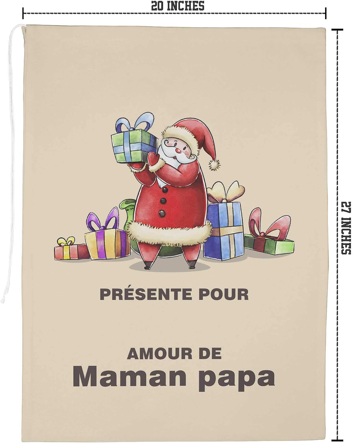 Printtoo Large Drawstring Canvas Bag Christmas Sack Bags Santa Gift Sack Custom Party Favor 2 Pcs 27x20 Inch