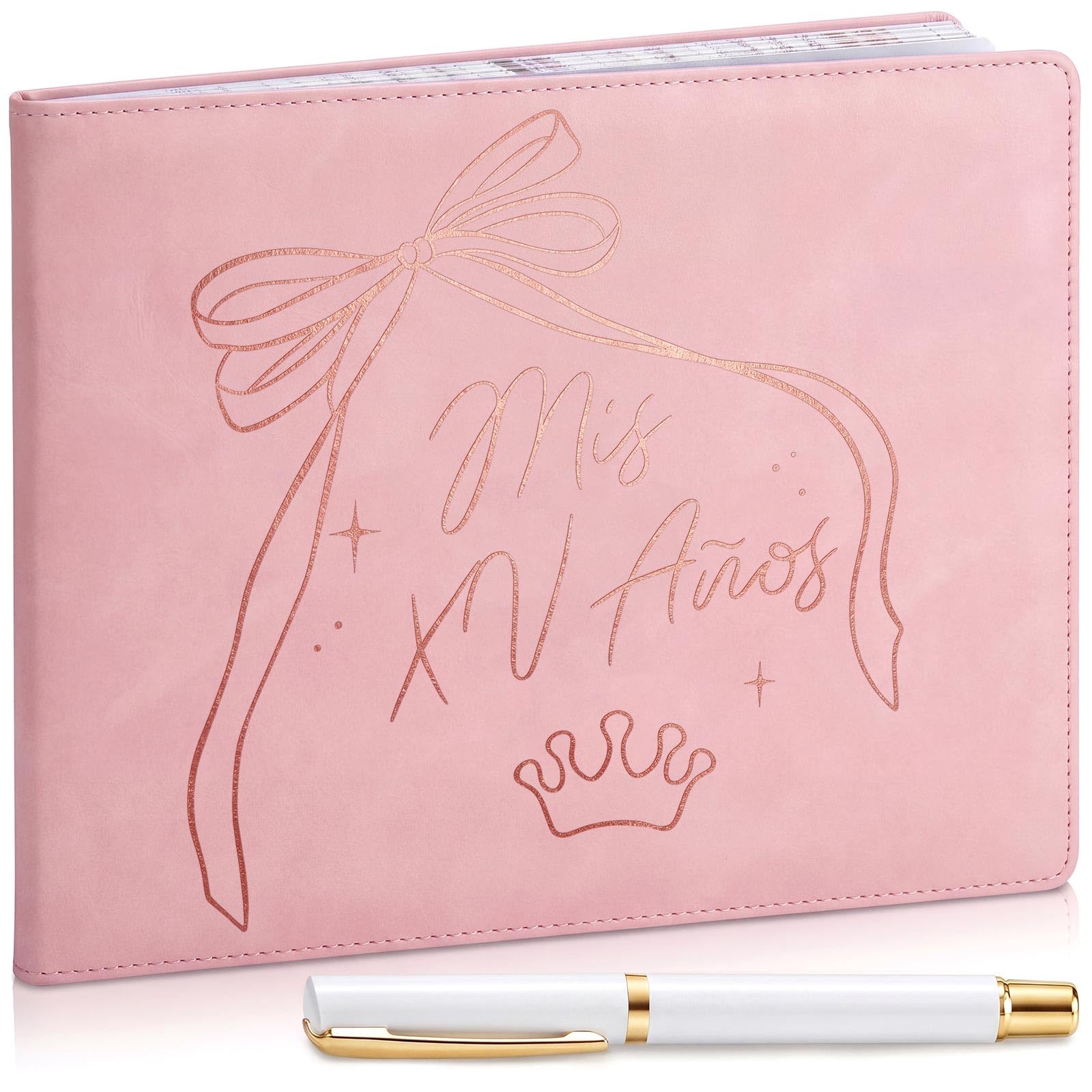MotiMind Quinceanera Guest Book Libro De Firmas Para 15 Anos Pink Bow