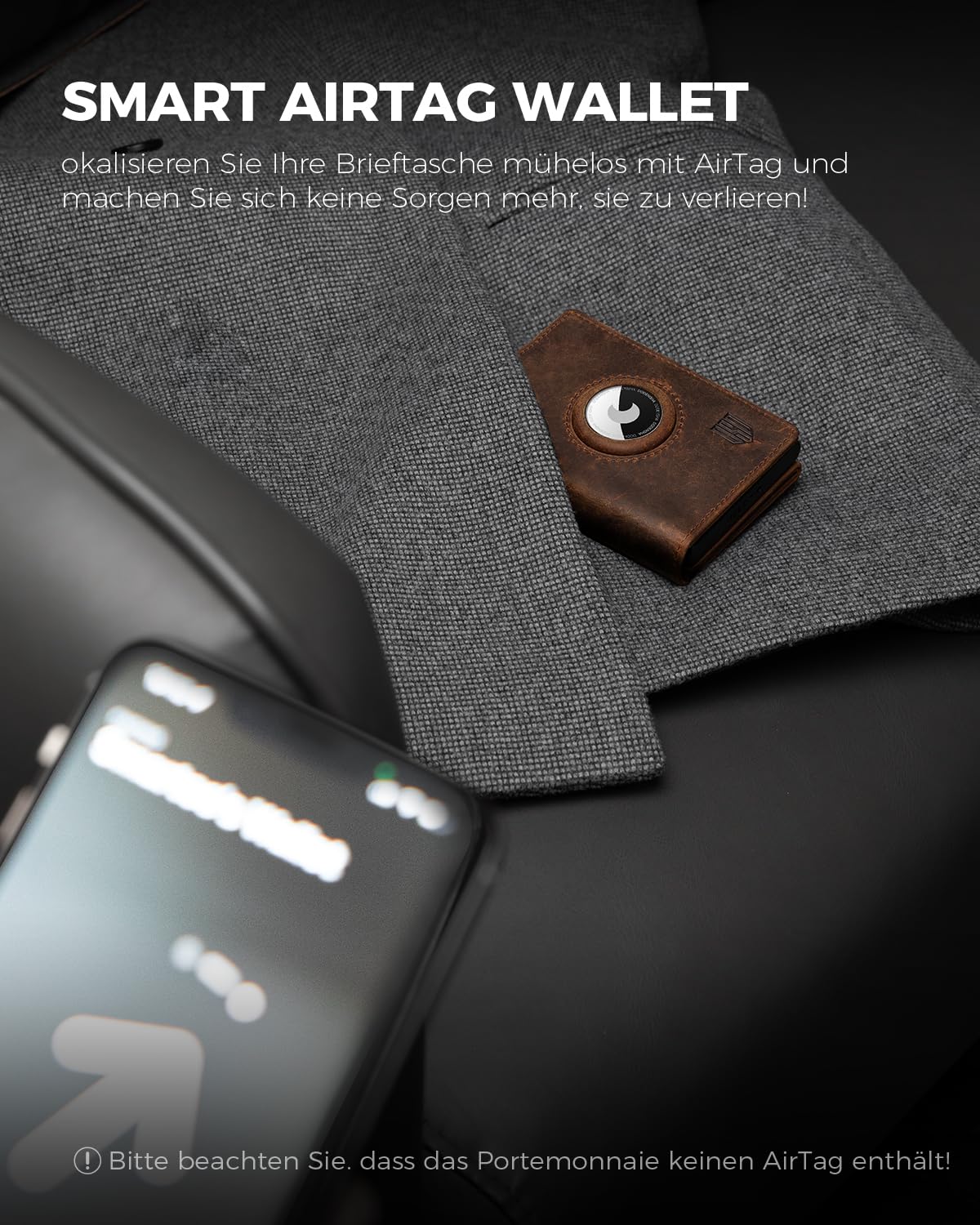 DODENSHA® Airtag 2 Wallet Herren mit XL Münzfach I MagSnap Kartenetui Herren I Smart Airtag Wallet für 10+ Karten I Geldbörse Herren mit RFID Schutz I Portmonee Herren mit AirTag* Fach I Redbrown