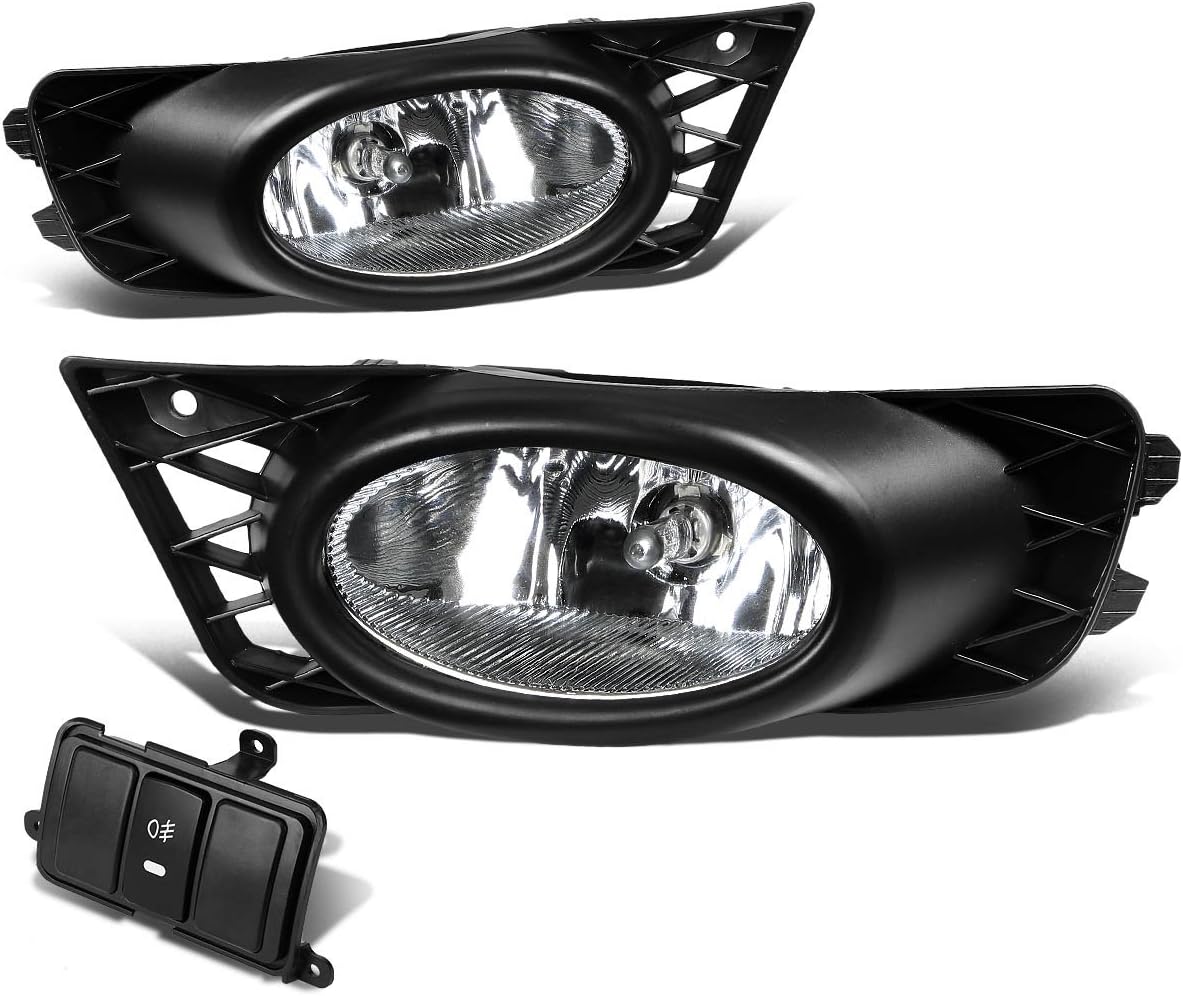 DNA MOTORING FL-HC09-SM Front Bumper Fog Light Driver & Passenger Side Enhance visibility [Compatible with 09-11 Honda Civic 4-Dr Sedan]