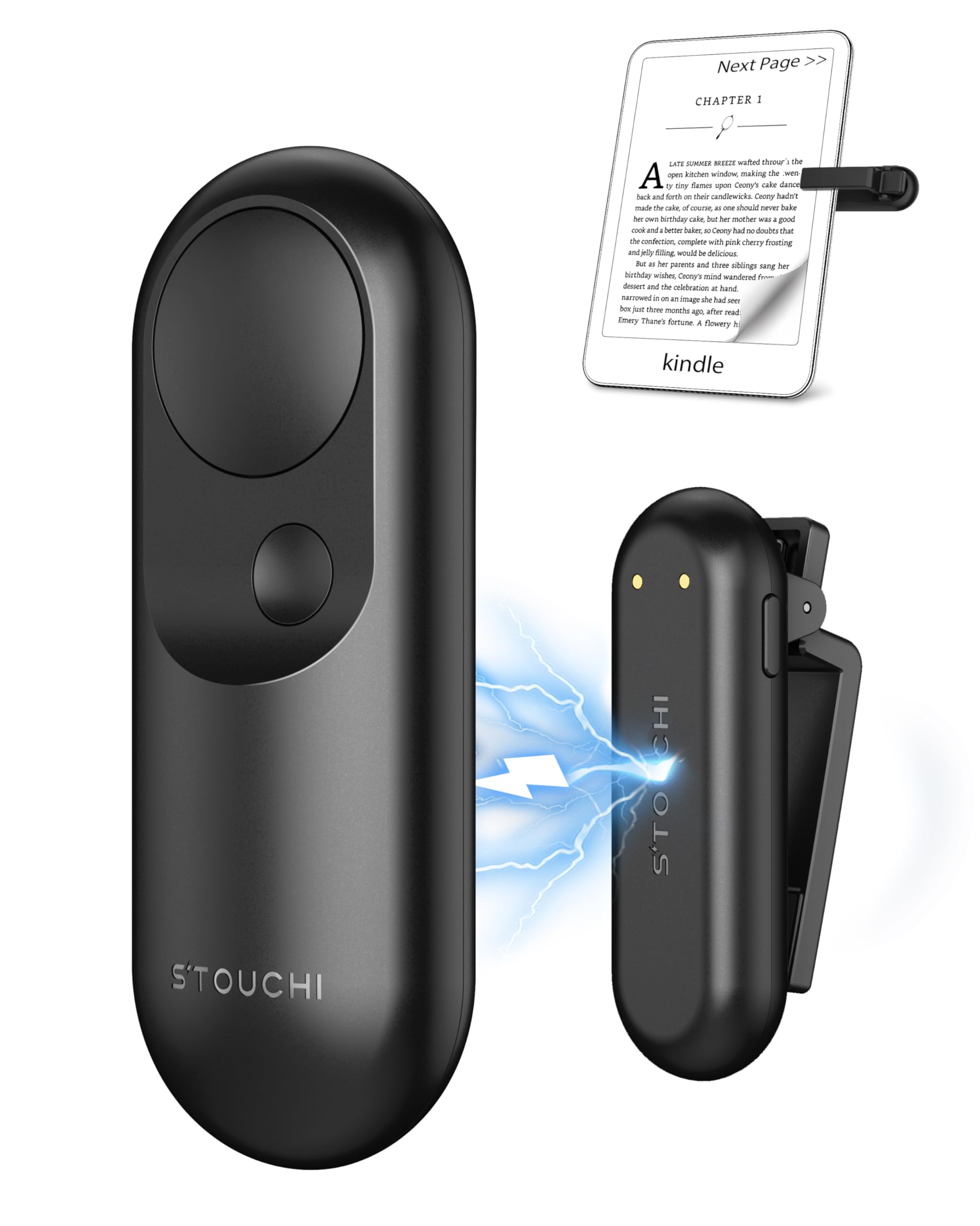 Stouchi Magnetyczny pilot ładujący do Kindle Clicker Page Turner Kompaktowa obudowa Ułatw sobie czytanie Kompatybilny z Kindle Paper white/Kindle Oasis/Kindle Scribe-Dark Black