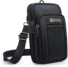 SPAHER Men's Small Multi-Pocket Belt Pouch, Waterproof, Waist Pouch, Belt Pouch, Small Multi-Pocket, Travel, Outdoor, Hiking, Multi-Functional Storage, Mobile Phone, Gadget, with Shoulder Strap, with
