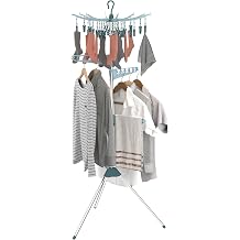 Hyfive Clothes Airer Drying Rack Hanging Peg Clip On Airer Laundry Rail Hanger Dryer Stand Compact Foldable