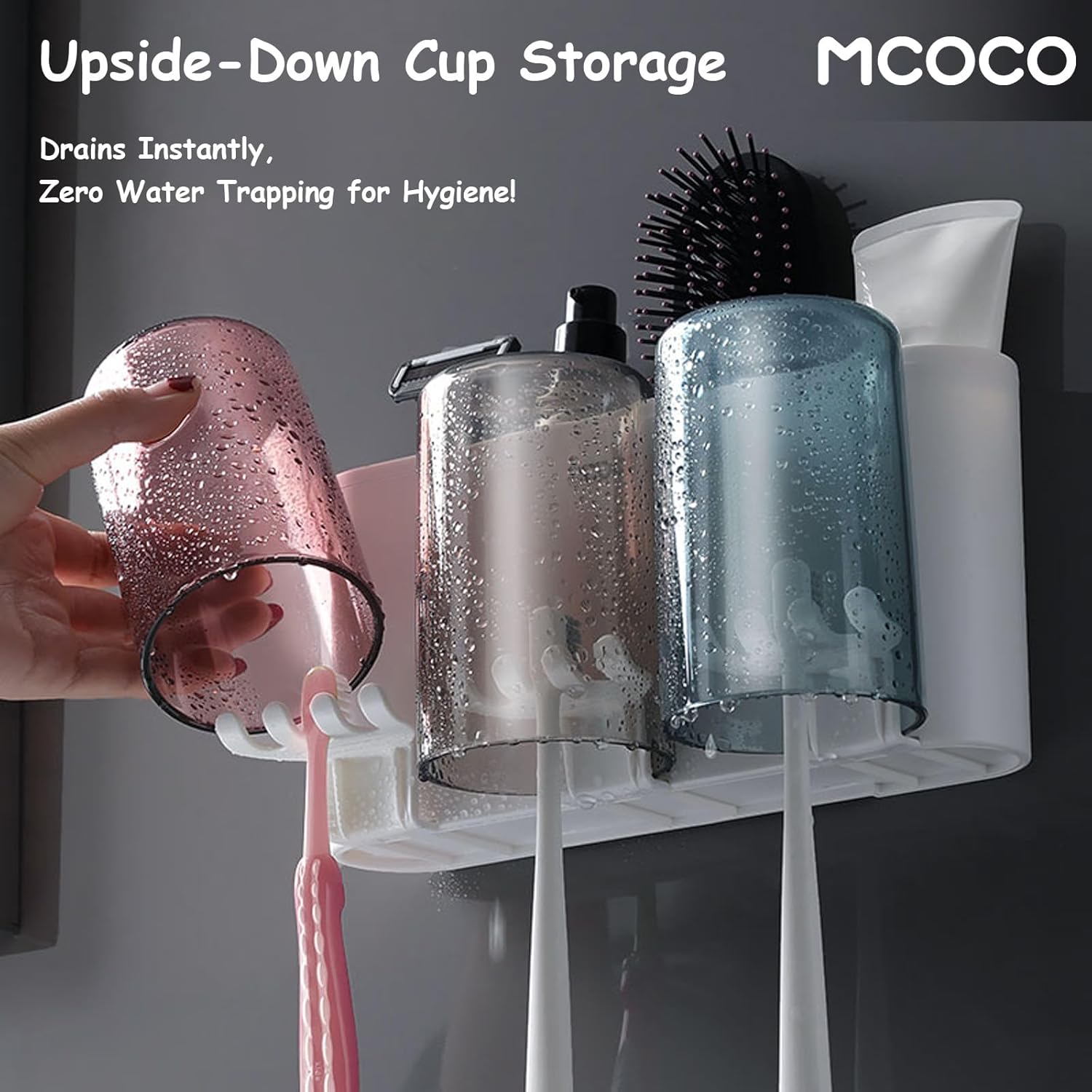 Toothbrush Holders for Bathrooms Wall Mounted Toothbrush Holder with 3 Large Storage Slot Tooth Brush Holder 3-Cup - Image 3