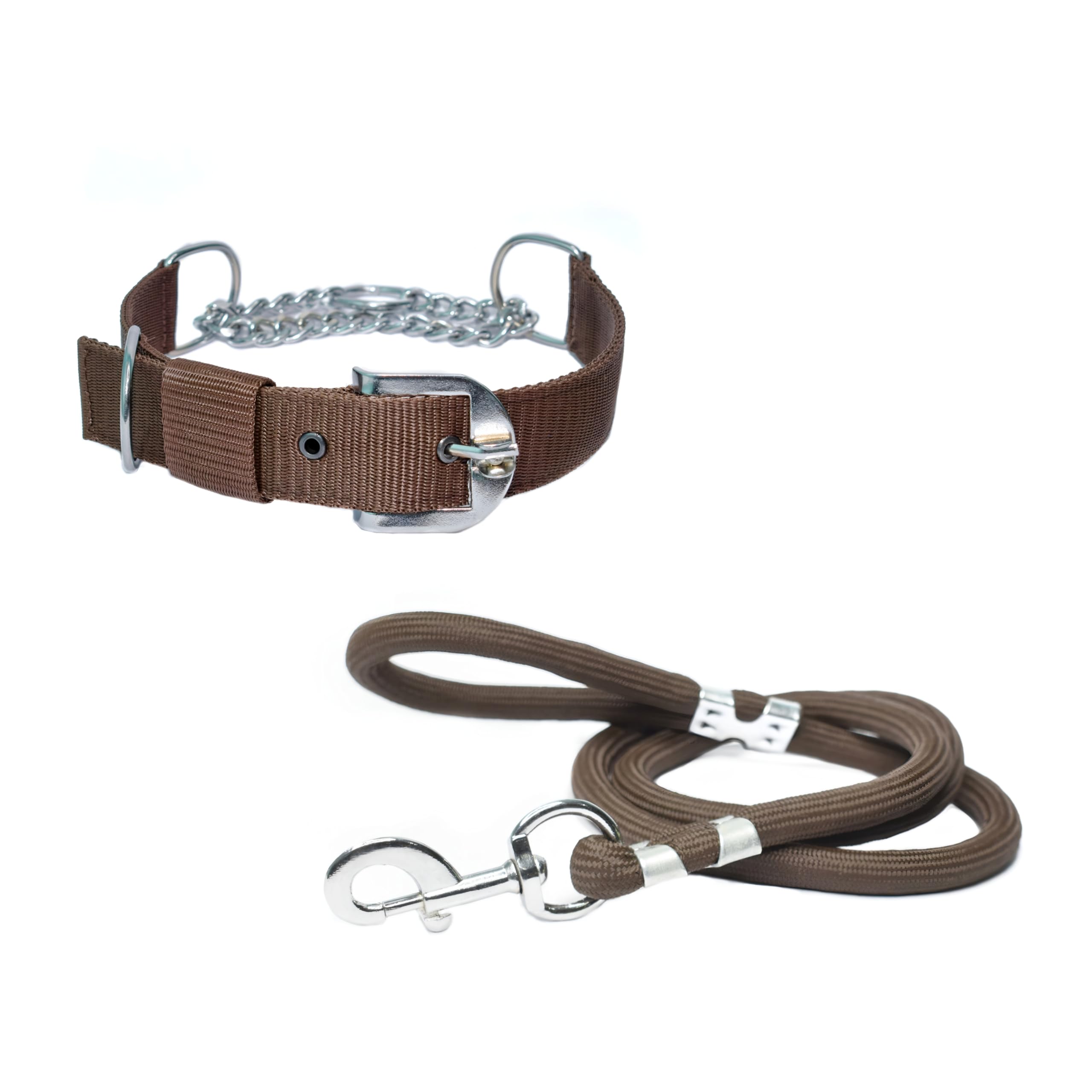 VIPCOLLECTION Dog Stainless Steel Half Chain Collar With Comfortable Rope Leash Comfortable For Walking Running Training Size -0.75 Inch (Small, Brown) (B0BJQ5JLYV) Amazon Price History, Amazon Price Tracker