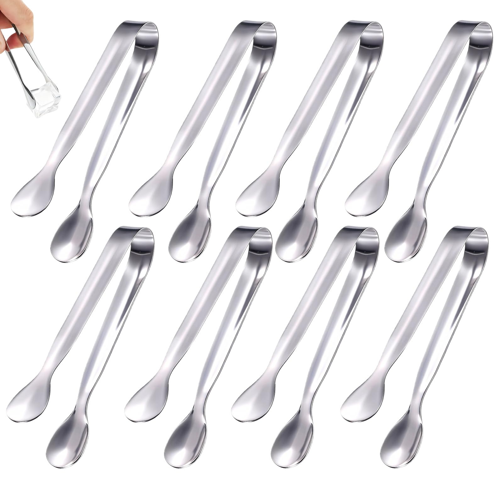 Mini Sugar Tongs - 16 Pack Stainless Steel -7