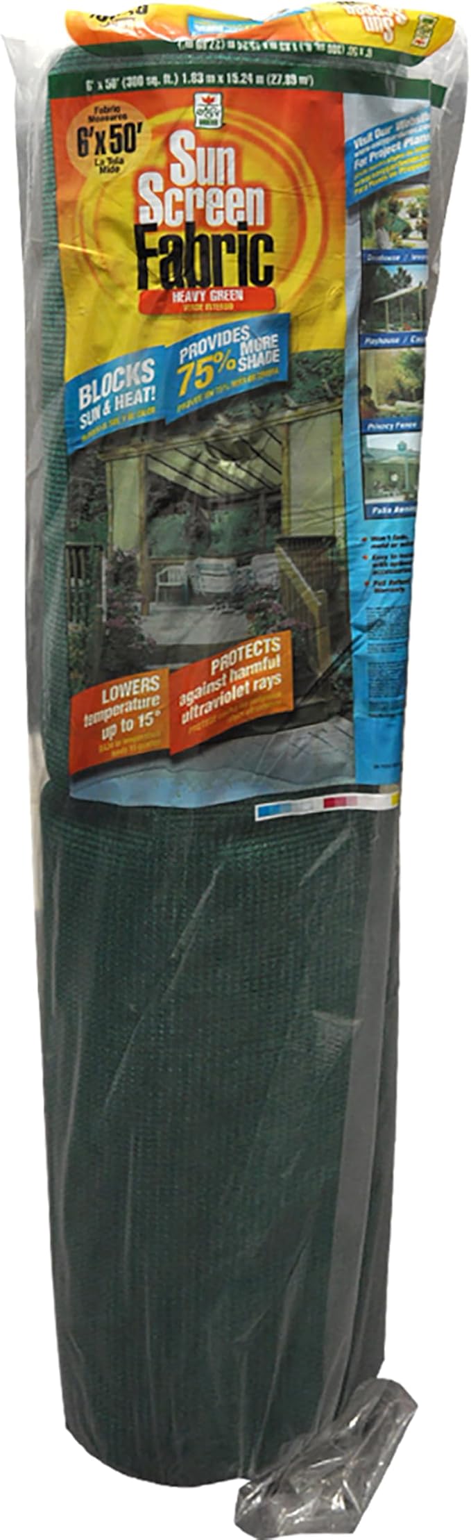 Easy Gardener Sun Screen Fabric, Green 6 ft X 50 ft Patio