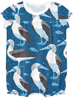 Baby Girl's Bodysuit Cute Blue Footed Booby Bubble Romper One Piece Short Sleeve Infant Outfit 0-24 Months