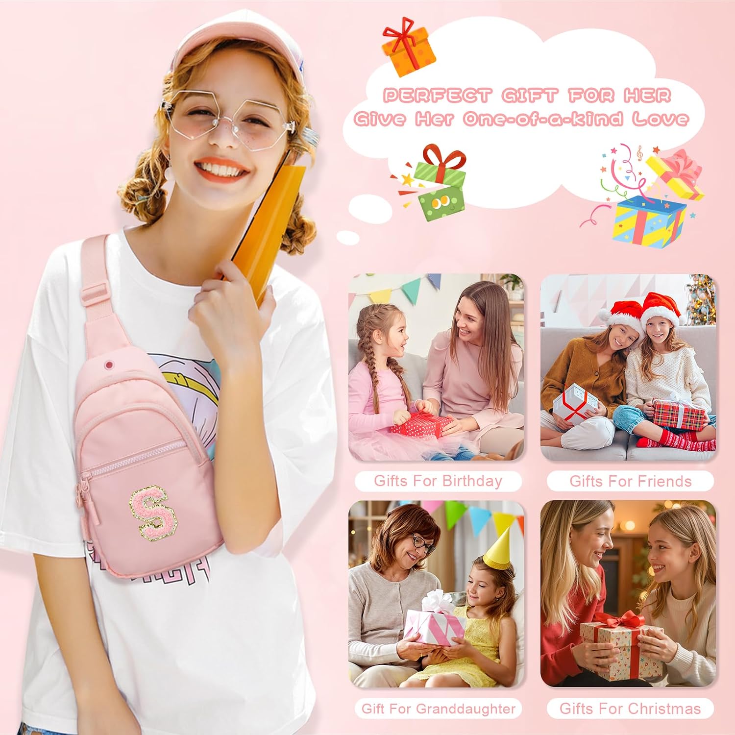 Personalized Initial Sling Bag Gifts Fanny Pack Purse for Girls image 2