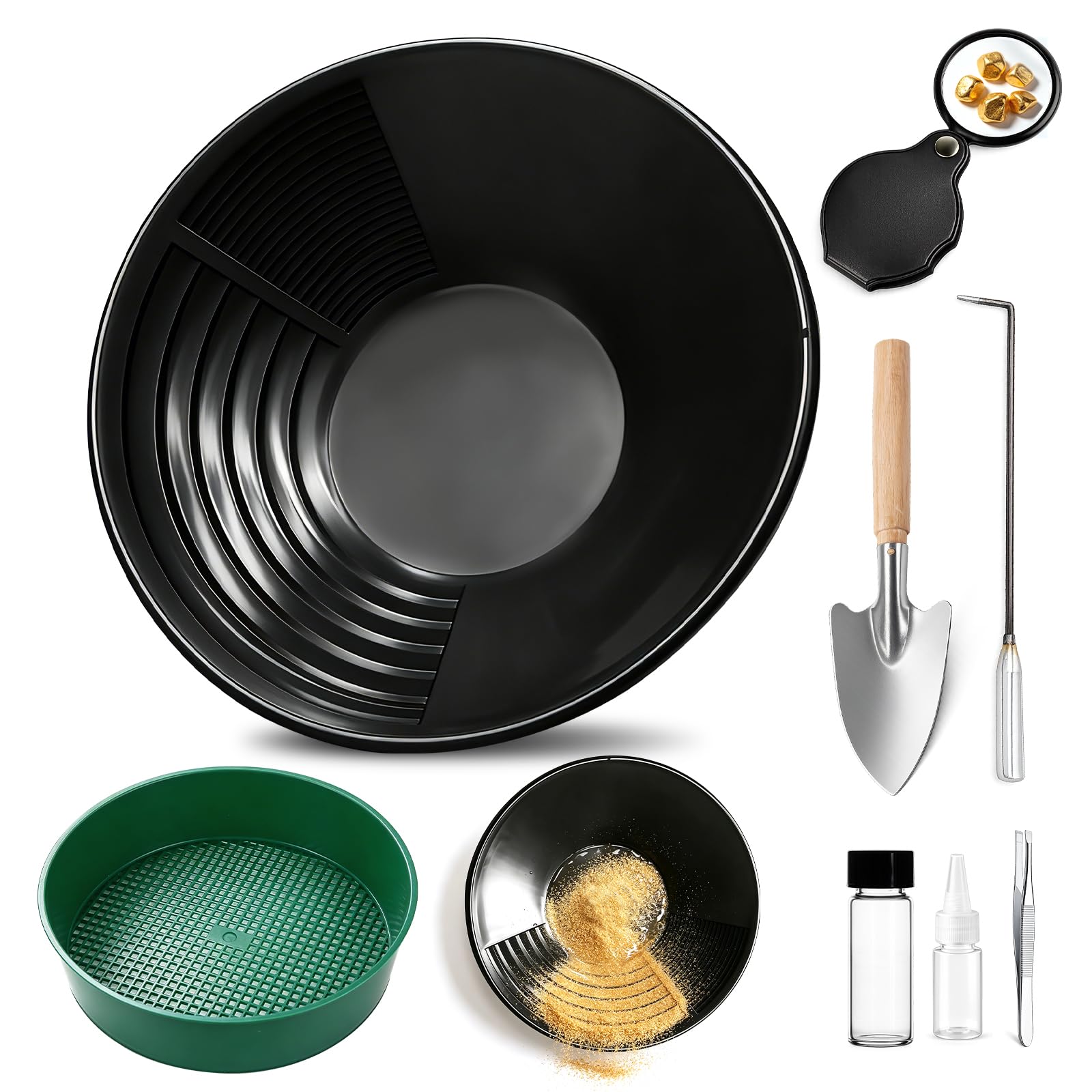 Kit Orpaillage Gold Pan Batee Rampe Lavage Manuel Or Panning Noir