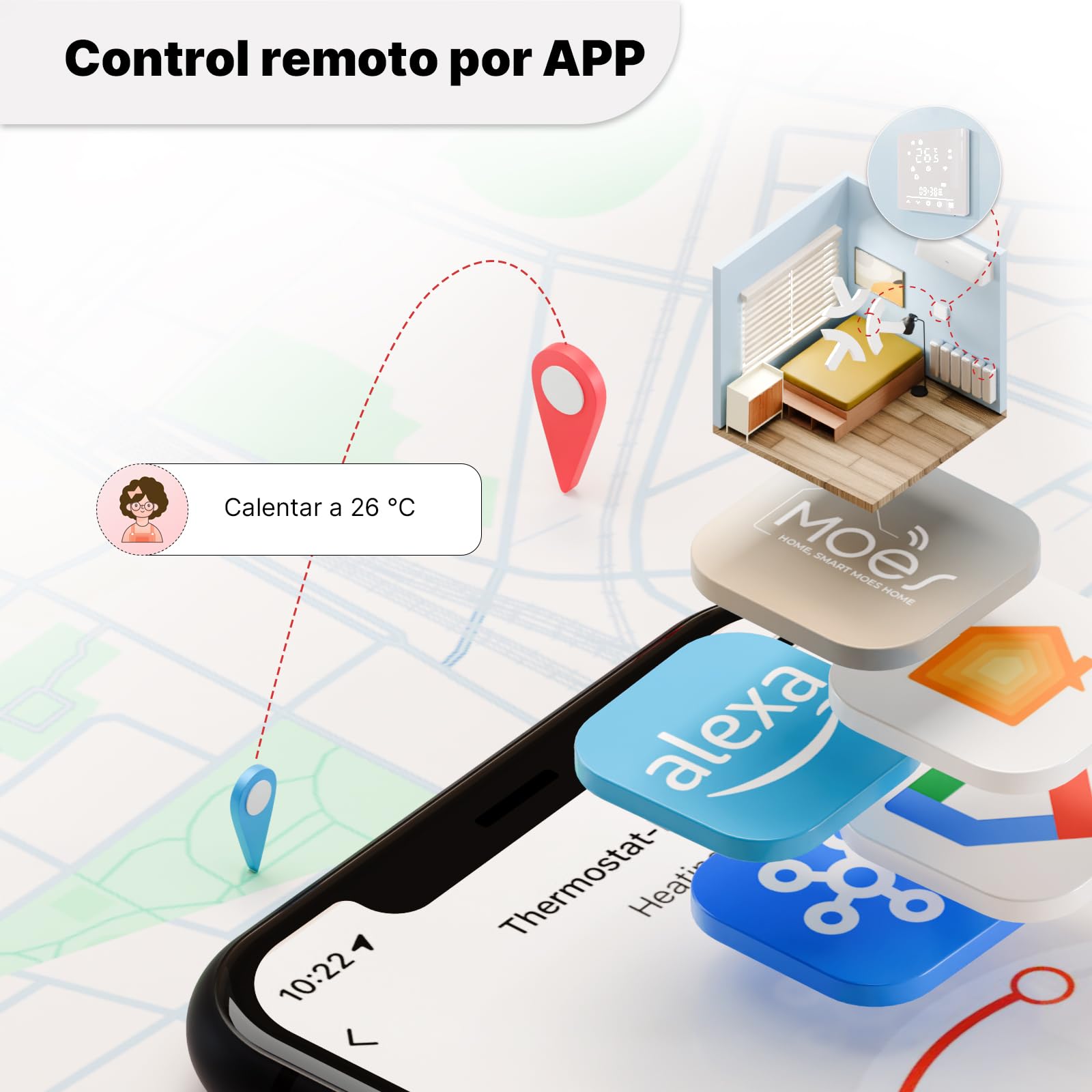 MOES Matter Termostato Inteligente, Solo de 2.4Ghz | Controlador de la Caldera, Tuya App Programable, Control Remoto, compatibilidad, Apple Home/Alexa/Google Home