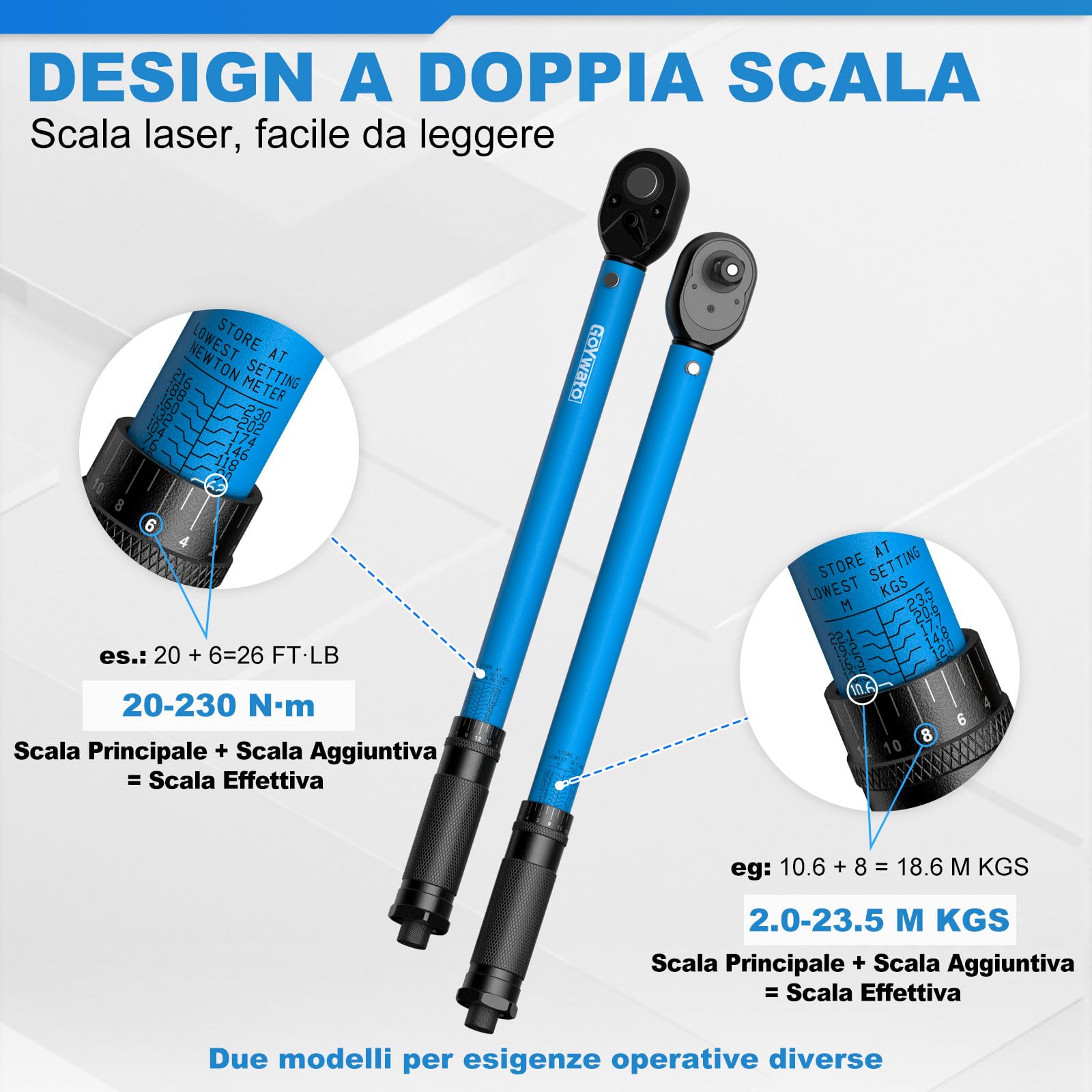 Set di Chiave Dinamometrica con 1/4" 3/8" 1/2", 3-230N·m, 72 Denti | Chiavi Dinamometriche con Precisione ±3%, Doppia Scala, Valigetta, per Moto Bici Auto Camion Bulloni Lavori Meccanici