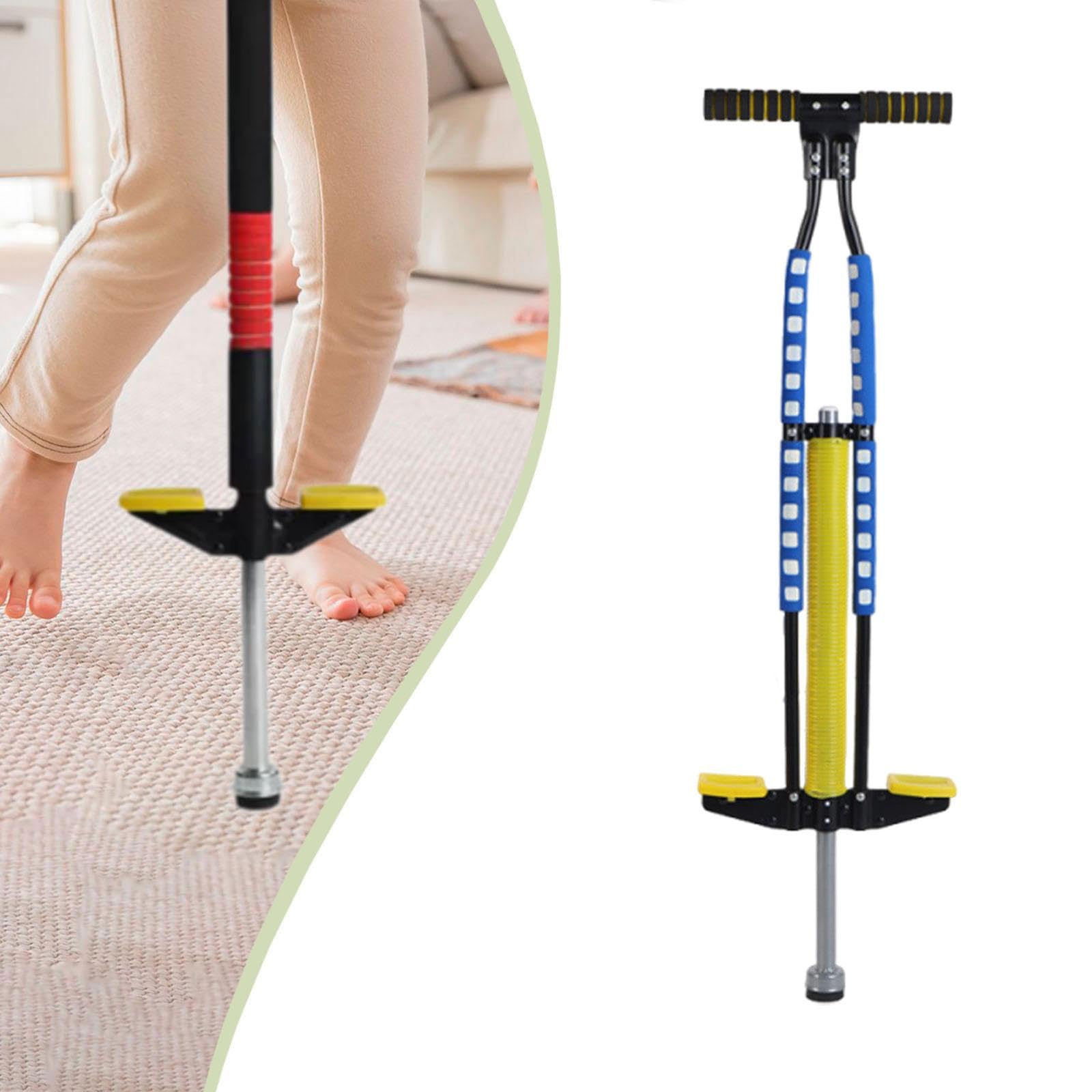 Gralara Pogo Rod pour Enfants, Jouet, Bâton D'exercice avec Poignée Ergonomique, Ressort En Acier Inoxydable et Base Antidérapante, Bleu