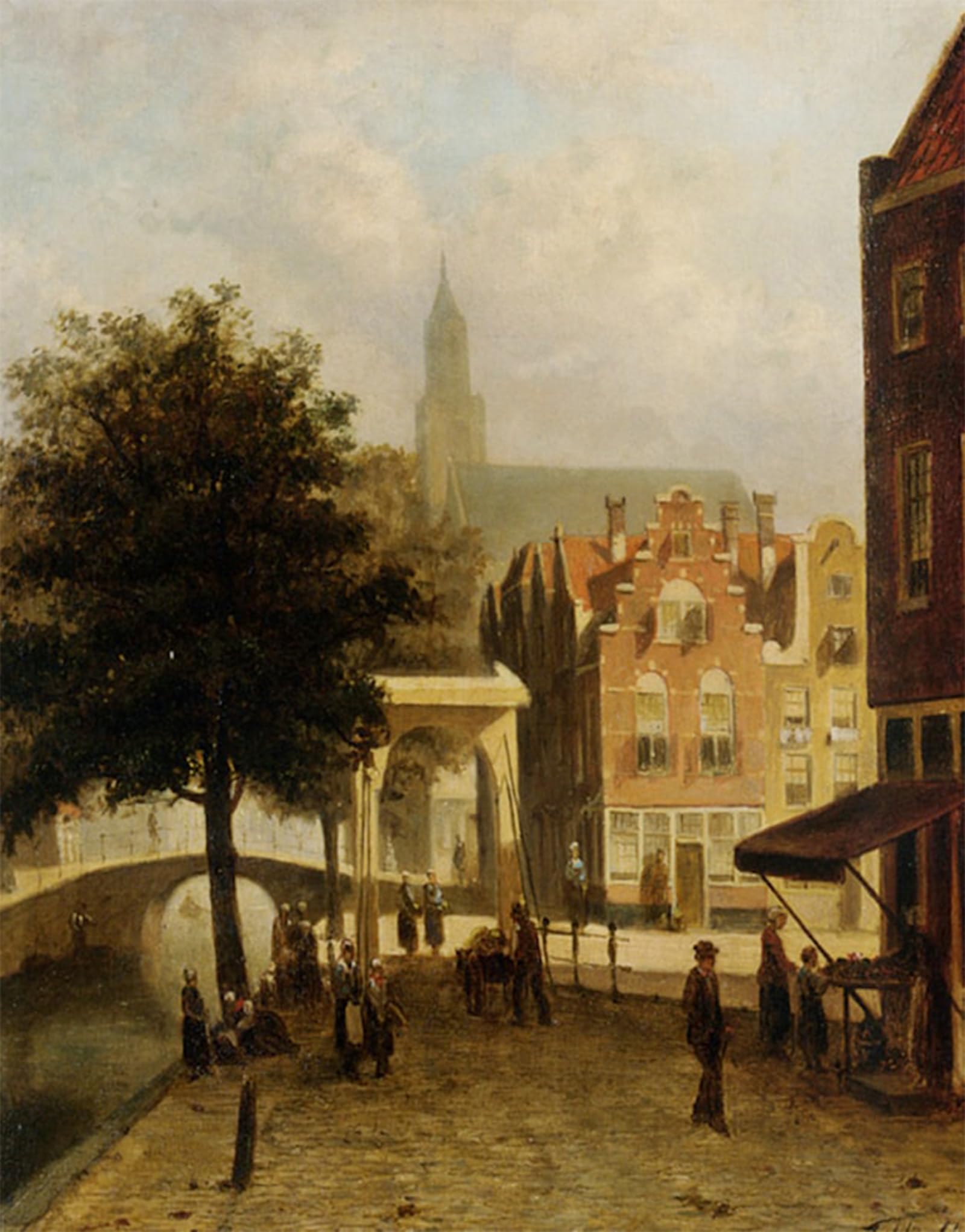 SERENDIPITP Vintage Picture Print on Canvas Wall Art Poster Villagers in the Streets of a Dutch Town by Johannes Frederik Hulk Artwork Print Poster for Wall Decor 60x90cm