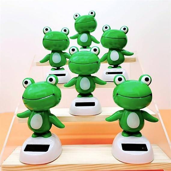 Solar Dancing Frog Cute Green Frog Shaking Head Figure Toys Funny Solar Powered Dancing Figurines Toys Ornament for Home Car Dashboard Decoration