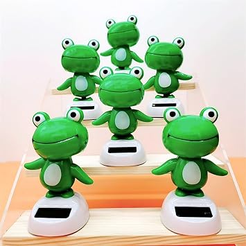 Solar Dancing Frog Cute Green Frog Shaking Head Figure Toys Funny Solar Powered Dancing Figurines Toys Ornament for Home Car Dashboard Decoration