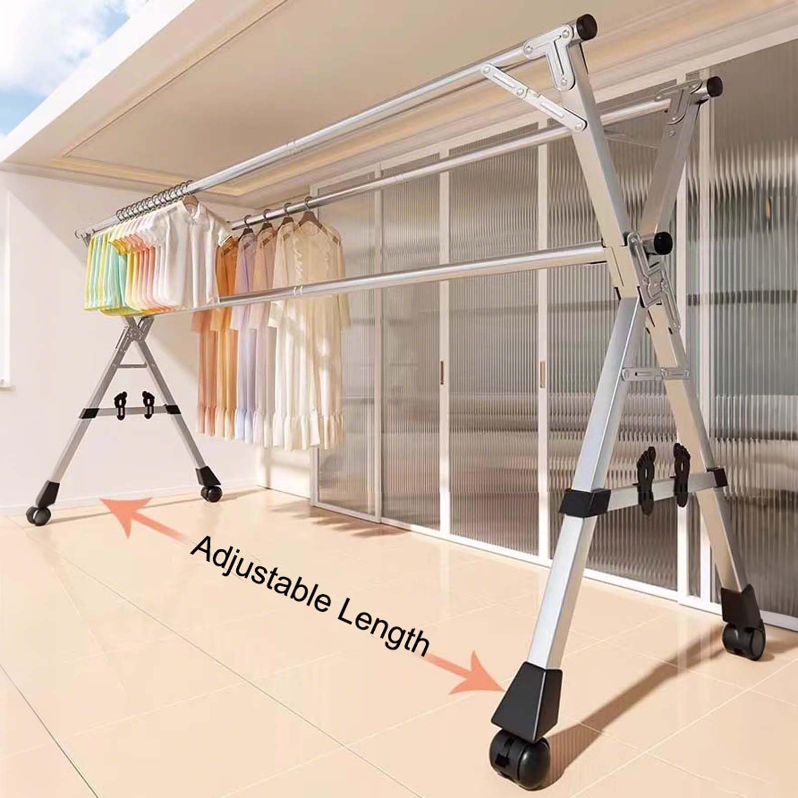 Este tendedero Plegable de Alta Resistencia, Plegable, Soporte para Colgar Ropa Ajustable, Organizador de Ropa Que Ahorra Espacio, con 20 Ganchos Resistentes al Viento, para sábanas y Mantas