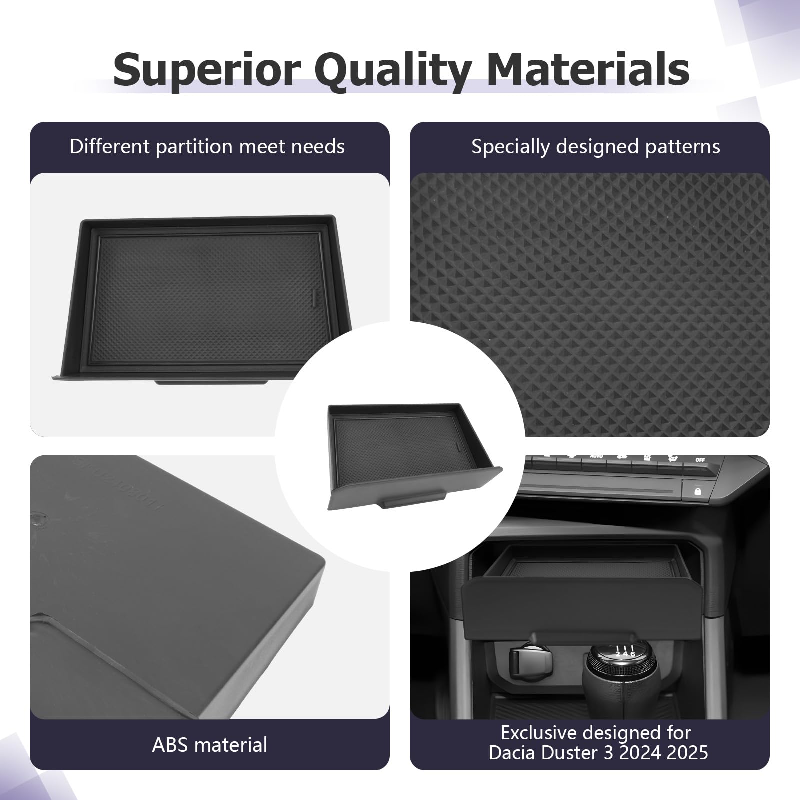 LUWU Cassetto Nascosto Compatibile con Dacia Duster 3 III/Bigster 2025 2026 2027 Scatola Portaoggetti Consolle Centrale in ABS, Organizer Vassoio Interno Duster 3 Bigster Accessori