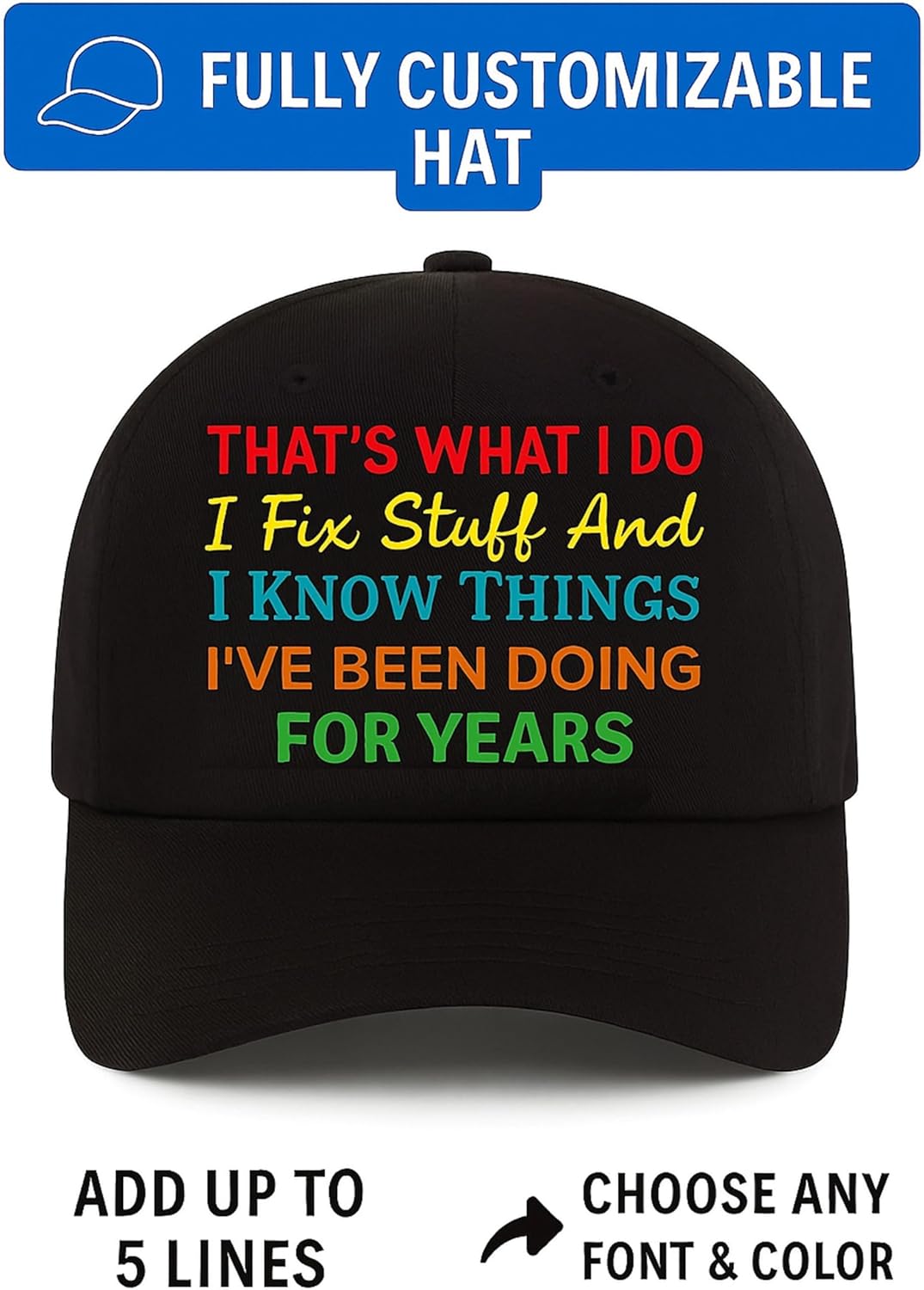 Custom Hat with Embroidery - Personalized Caps & Beanies for Adults & Kids - Add Text or Logo - Front & Back Custom Stitching - Image 3