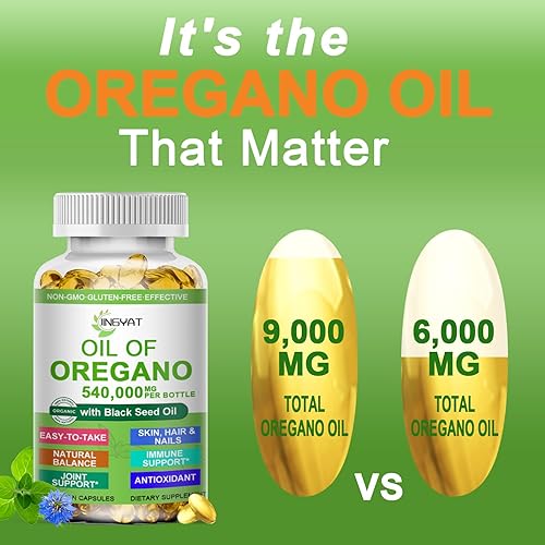 Miniatura 5 de Aceite de cápsulas blandas de orégano, aceite orgánico de orégano con aceite de semilla negra para apoyo inmunológico, salud digestiva a base de