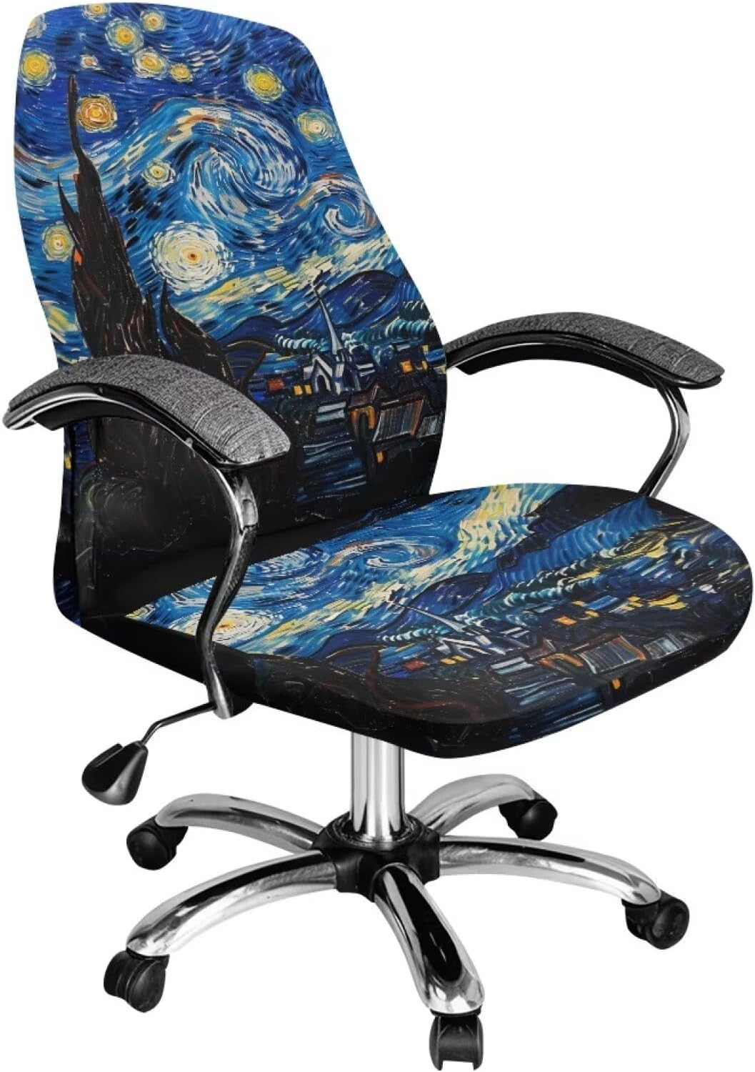 Starry Sky Office Chair Cover Soft Computer Chair Covers Stretchable Fit Universal Desk Rotating Chair Slipcovers Desk Chair Seat Cover Protection