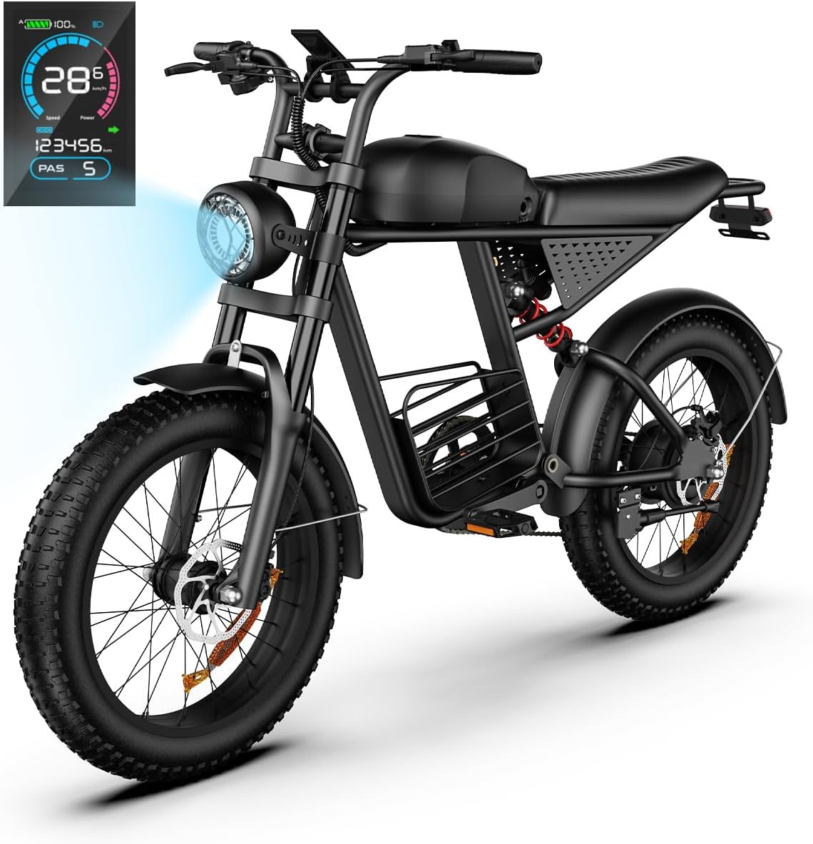 Electric Bike for Adults, 1500W/2000W E-Bike for Adults,20" Fat Tire Adult Electric Bicycle with 48V Removable Battery, 3 Modes Electric Dirt Bike,All-Terrain Off-Road Ebike
