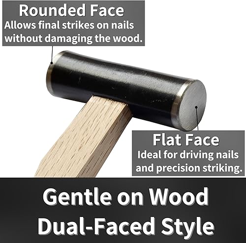Miniatura 4 de GENNO - Martillo de carpintero japonés 20.11 oz20 onzas, resistente de doble cara, mango de madera para cincel, plano de mano japonés, clavo,