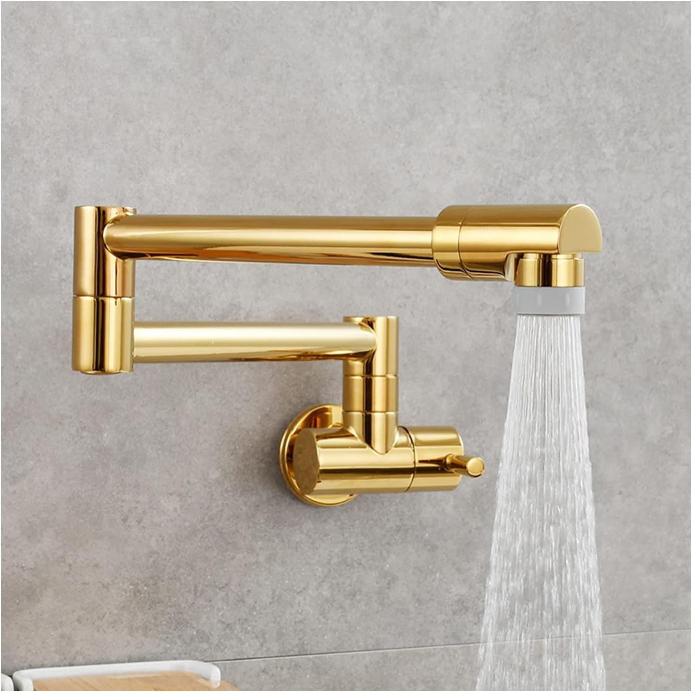 Wall Mount Pot Filler Faucet, Brass Folding Stretchable Kitchen Faucet Double Joint Swing Arm Pot Filler Faucets Single Handle Cold Water Faucet,Chrome (Color : Titanium)
