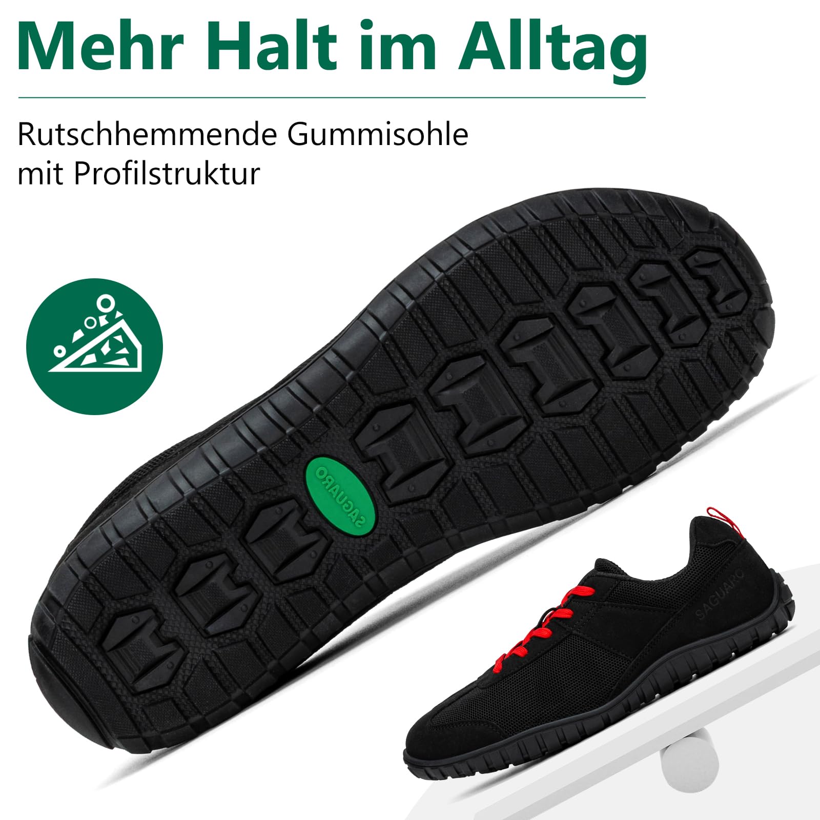 SAGUARO Herren Barfußschuhe Atmungsaktiv Barfuß-Sneaker mit Breiter Zehenbox & Zero-Drop Solhe, Gr.39-48