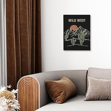 DIENADFX Western Southwestern Canvas Wall Art Decor, Boho Western Paintings House Wall Decor, Western Artwork for Walls, Wild West Wall Decorations, Desert Cactus Cowboy Wall Art Pictures, 11x14 Inch
