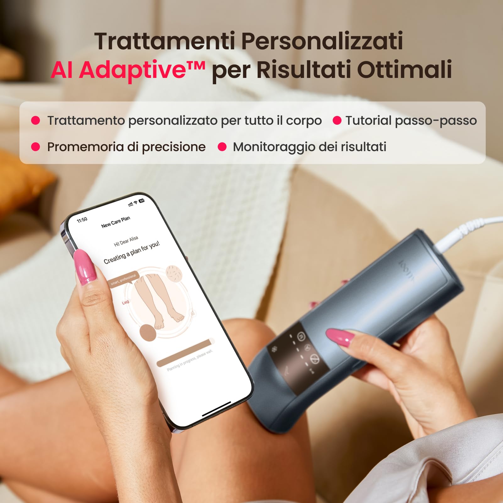 Triplo Impulso Luce Pulsata, 12 cm² Sapphire Laser Peli Donna, 3℃ & 4 Tecnologia Di Raffreddamento Per Una Depilazione Indolore, Epilatore Laser Peli Epilazione a Casa per Viso, Bikini,Gambe