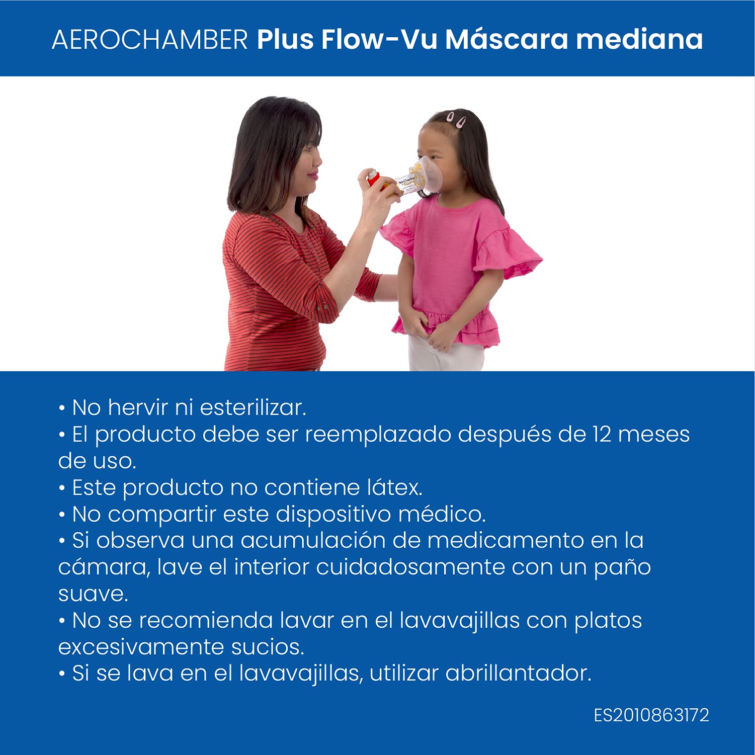 CSTLL Sandoz Bienestar - Aerochamber Cámara de Inhalación, Tamaño Mediano, para Niños de 1 a 5 Años, Blanco
