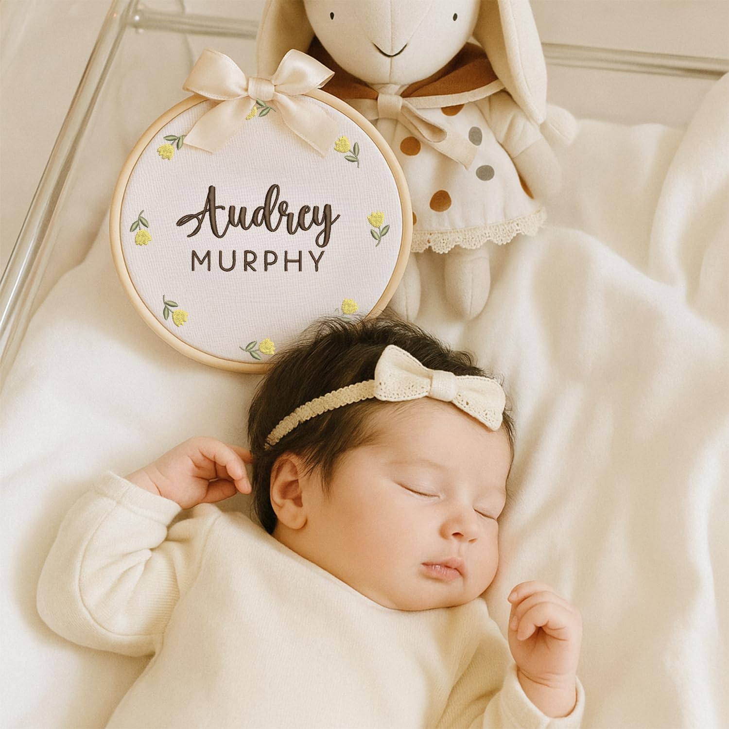 Personalized Baby Name Announcement Sign for Nursery, Newborn & Maternity Photo Prop, Custom Embroidered Hospital Name Sign, Baby Room Decor, Family Name Signs (17)