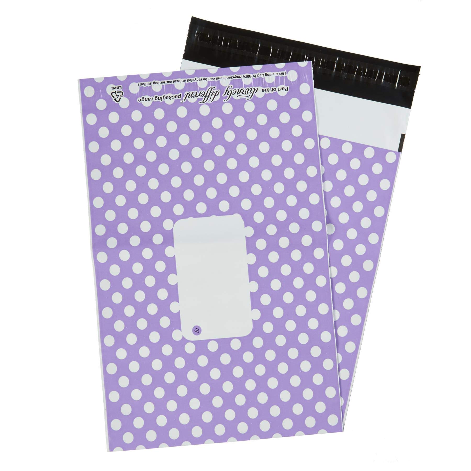 25 x Purple Printed Polka Dot Polythene Mailing Bags - 162mm x 230mm 6" x 9" - Post Plastic Polybag Poly Strong Self Seal