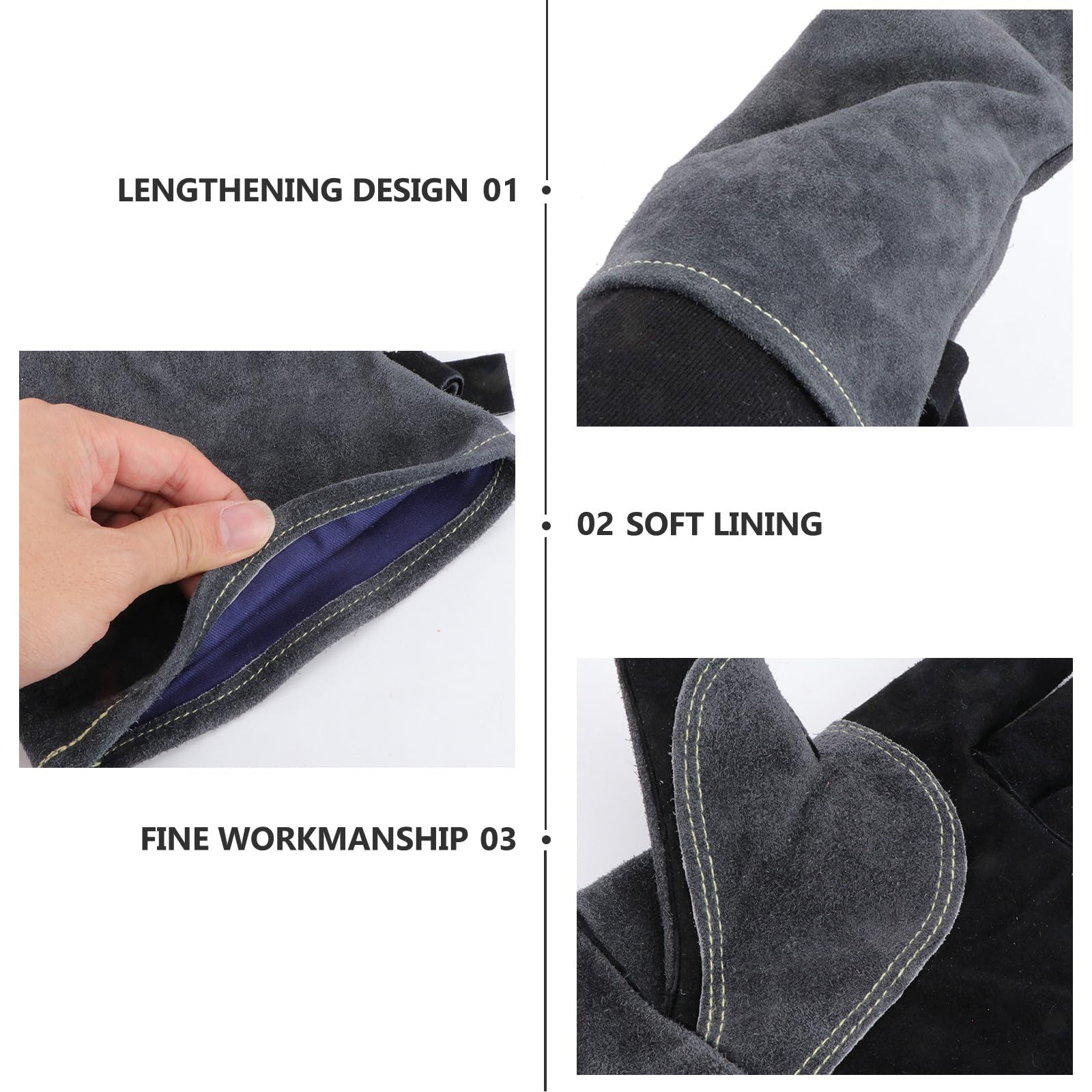 Zerodeko Guanti Resistenti al Calore in Pelle Flessibili e Ignifughi Design Allungato per Barbecue Mani