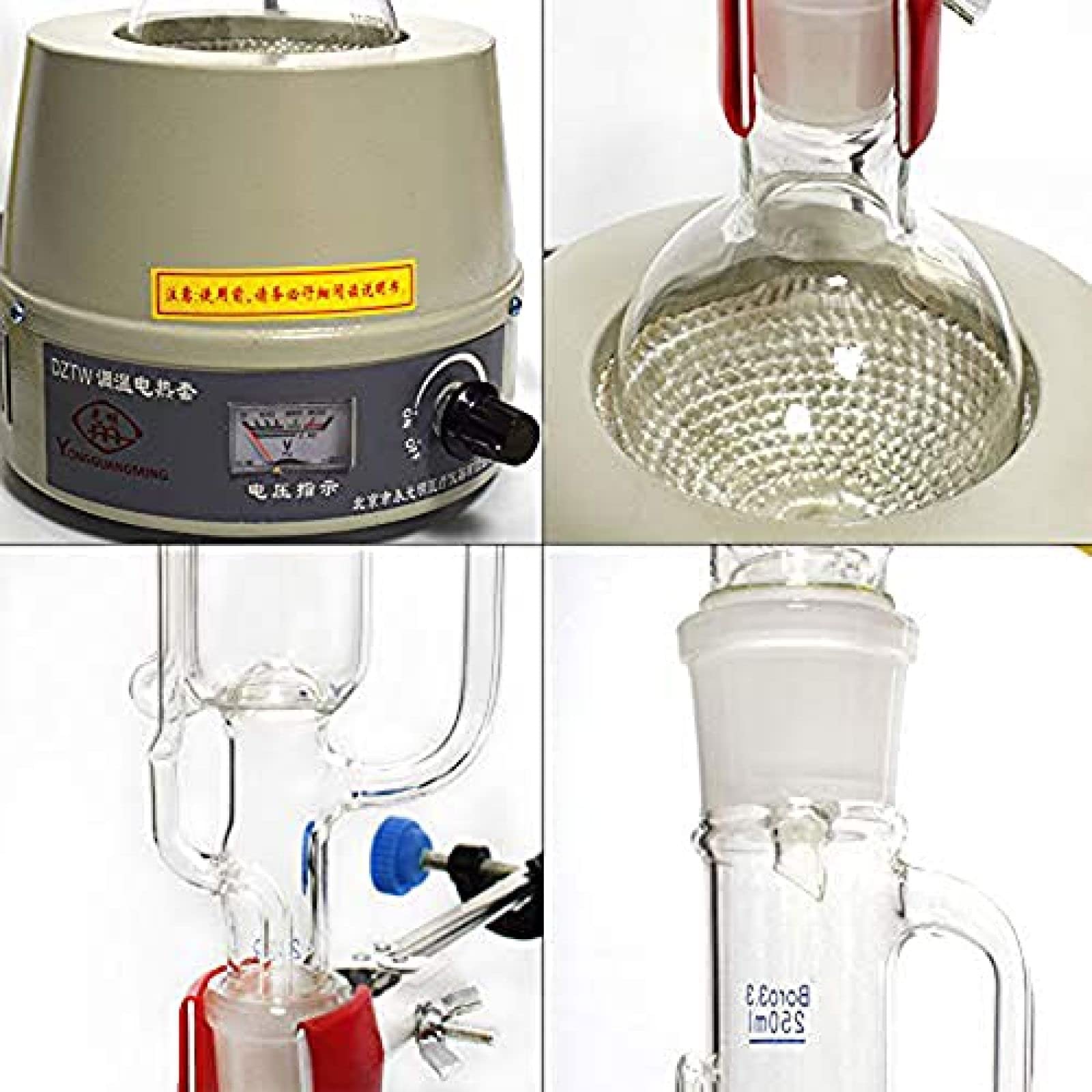 Estrattore sperimentale Soxhlet 500ml 10 estrattori di Grasso serpeggianti in Vetro con Camicia riscaldante elettrica