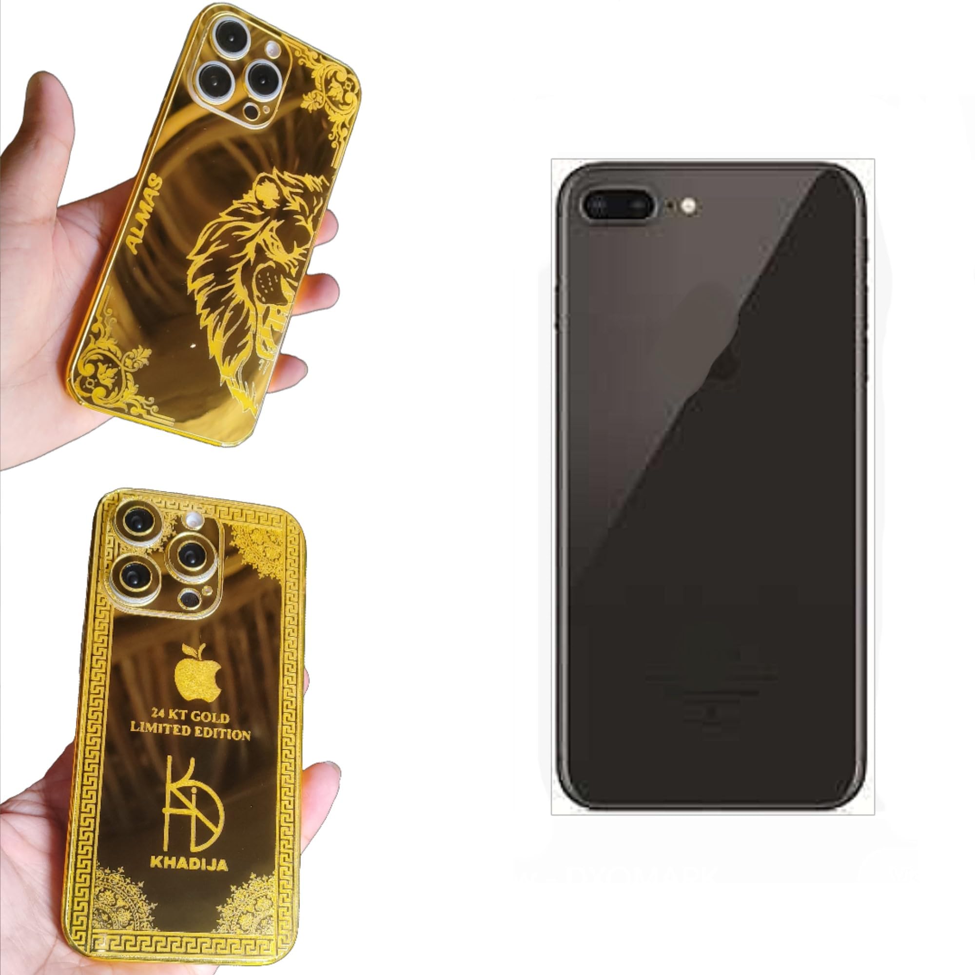 Customize for iPhone 8 Plus Luxury Golden Cover, Back Case with