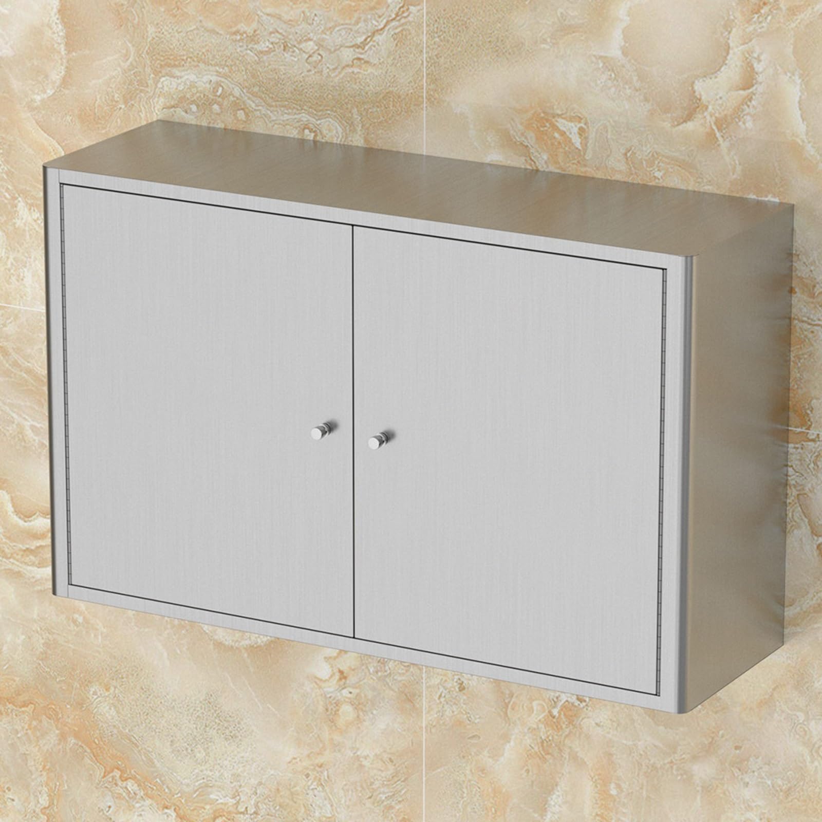 Armario De Almacenamiento De Acero Inoxidable para Montaje En Pared, Alacena De Cocina con Estantes, Armario Auxiliar para Baño, Lavadero U Organizador para Balcón(70 * 50 * 25cm)