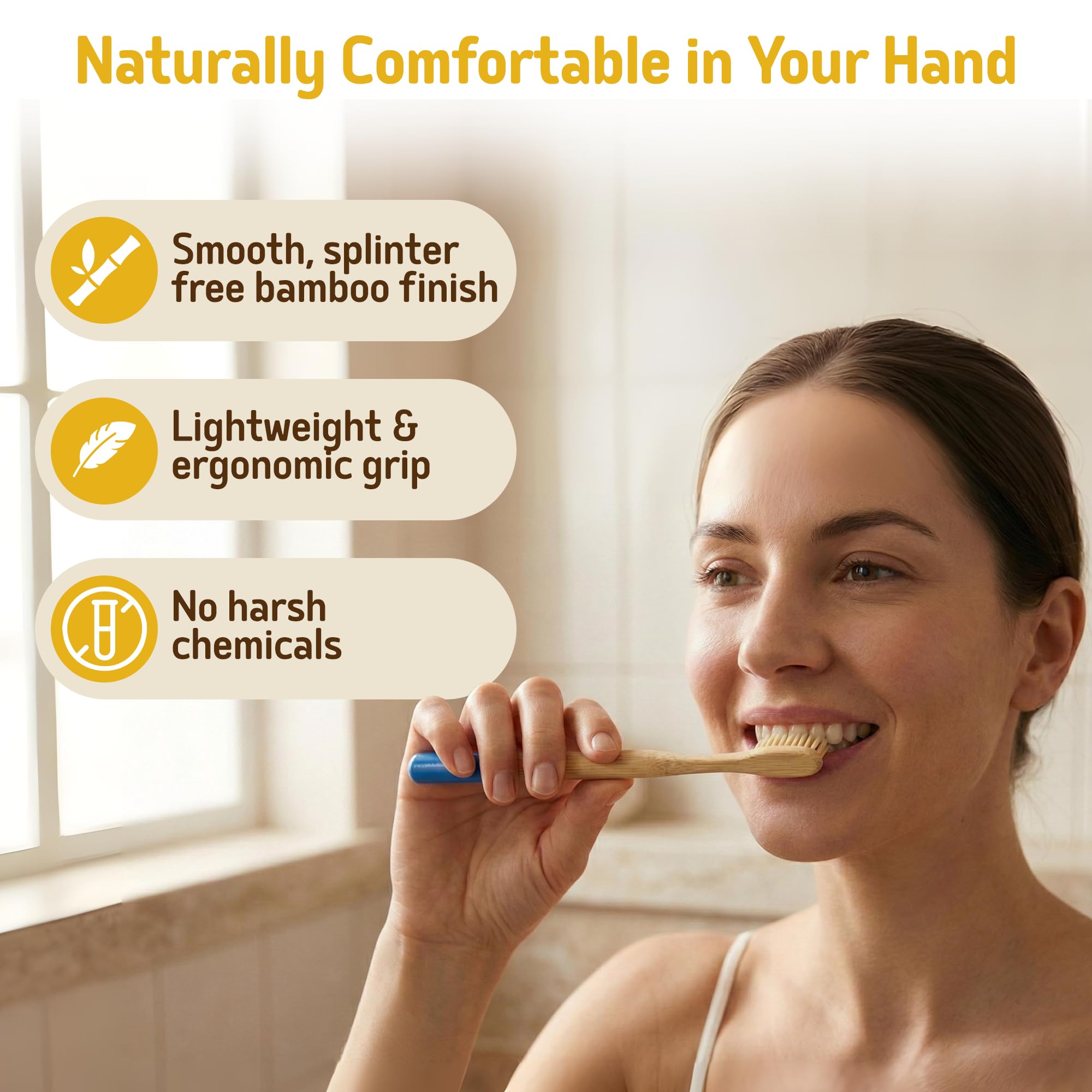 Superbee Biodegradable Bamboo toothbrushes – 5 Pack – Soft bristles for Adults & Kids’ Teeth with Colorful Handles - Eco-Friendly Natural Bamboo toothbrushes – Zero Waste Travel Toothbrush Kit