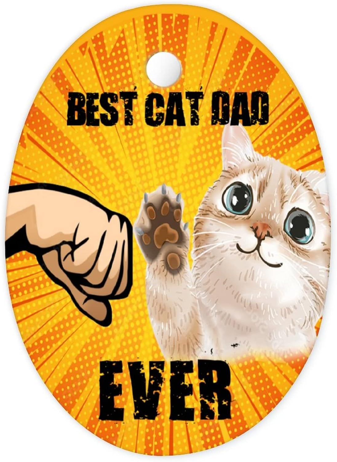 Vintage Best Cat Dad Ever Ornaments for Christmas Tree Funny Cat Daddy Collectible Keepsake Xmas Holidays Celebration Decoration Orange Hanging Ceramic Pendant Gift for Pet Cat Lover image 5
