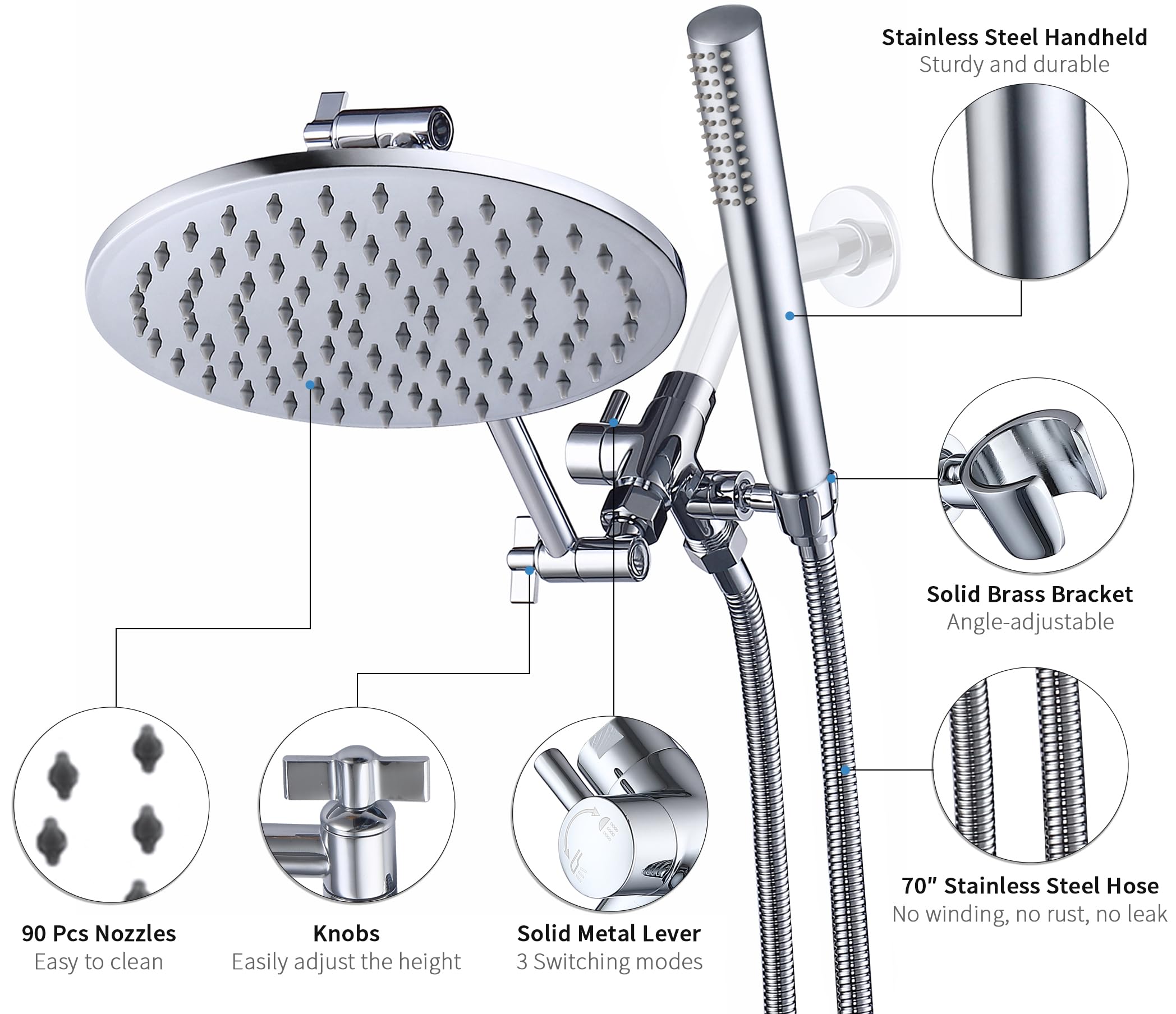 Snapklik.com : G-Promise All Metal Dual Shower Head Combo, 8 Inch ...