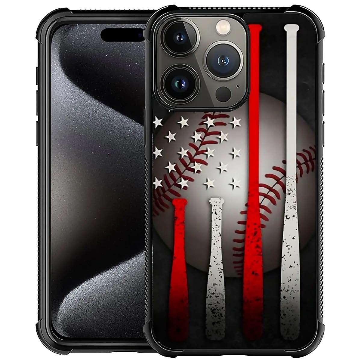 TnXee Compatible with iPhone 16 Pro Case,American Baseball Flag Phone Cover for Men/Women,Soft TPU Anti-Skid Thread and Four Corner Anti-Collision
